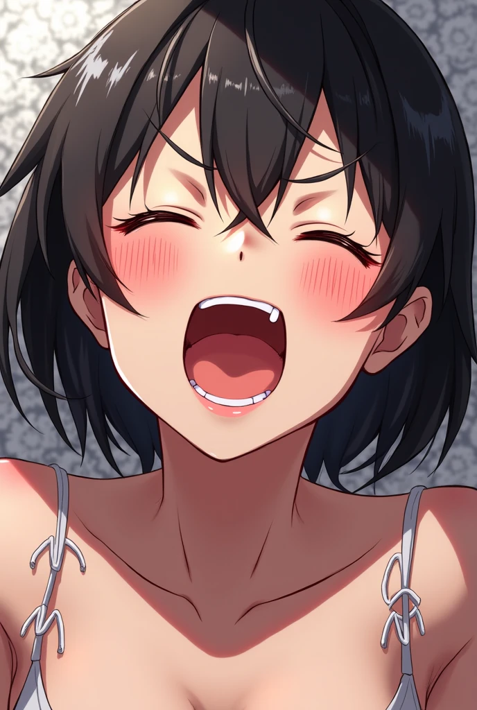 nsfw,uncensored,(super fine illustration,8K CG wallpaper,best quality,extremely detailed,ultra high res,best aesthetic),1girl, solo,idolmaster, ((riina tada)), (, beautiful girl), (beautiful dark blue eyes),((((beautiful light brown hair)))), ((extra short hair)),(wet hair), (shiny hair),(wet skin), (pale orange skin),(shiny skin),((blue and orange floral bikini)),((see-through)),(flat chests,small breasts), ((pubic (light brown hair:1.5))), (((clothes lift))),((steam)),(scatter sweat),(one eye closed), ((out tongue)),(Kamimei),(feel good),(ecstacy Face),(summer beach house,sunset),(one eye closed),(((carrying sex))),,((Cum on body:1.9)),((Cum on face:1.9)),((cum on hair:1.9)),((Cum in mouth:1.1)),((bouncing breasts),(Petite),
