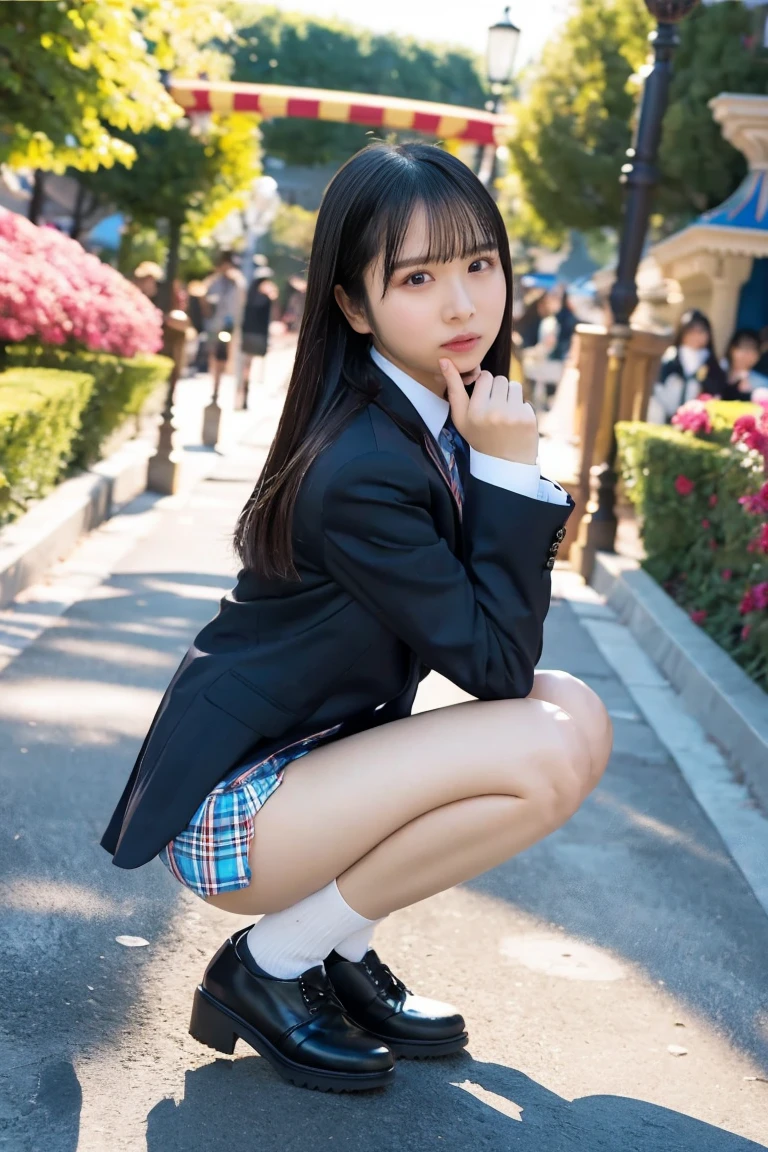 Beautiful girl, fair skin, beautiful legs, high school student