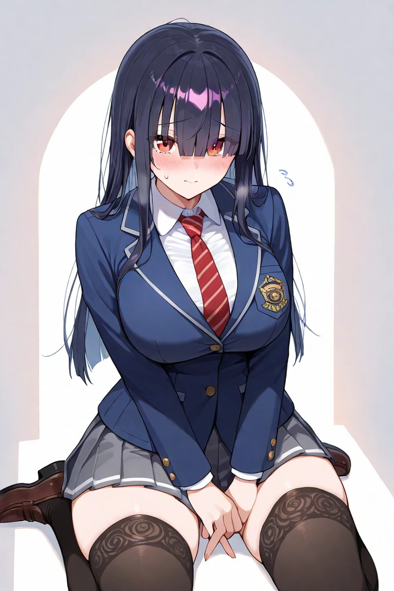 (nsfw),masterpiece,ultra detailed,sharp focus,4k digital art,high resolution,peeing,(realistic),(double peace,peace sign,v sign with both hands:1.5),(aroused and blushed:1.7),(peeing),tareme,adult face,(curvy adult body:1.2),(from below,upskirt:1.2),(navy blazer),dress shirt,navy pleated skirt,bow tie,(black hair,long straight hair),at back alley,off street,night light,(sweaty:1.2),grinning,(trembling,flying heart-shapes),(squatting and spreading legs),sexy undies,loafers