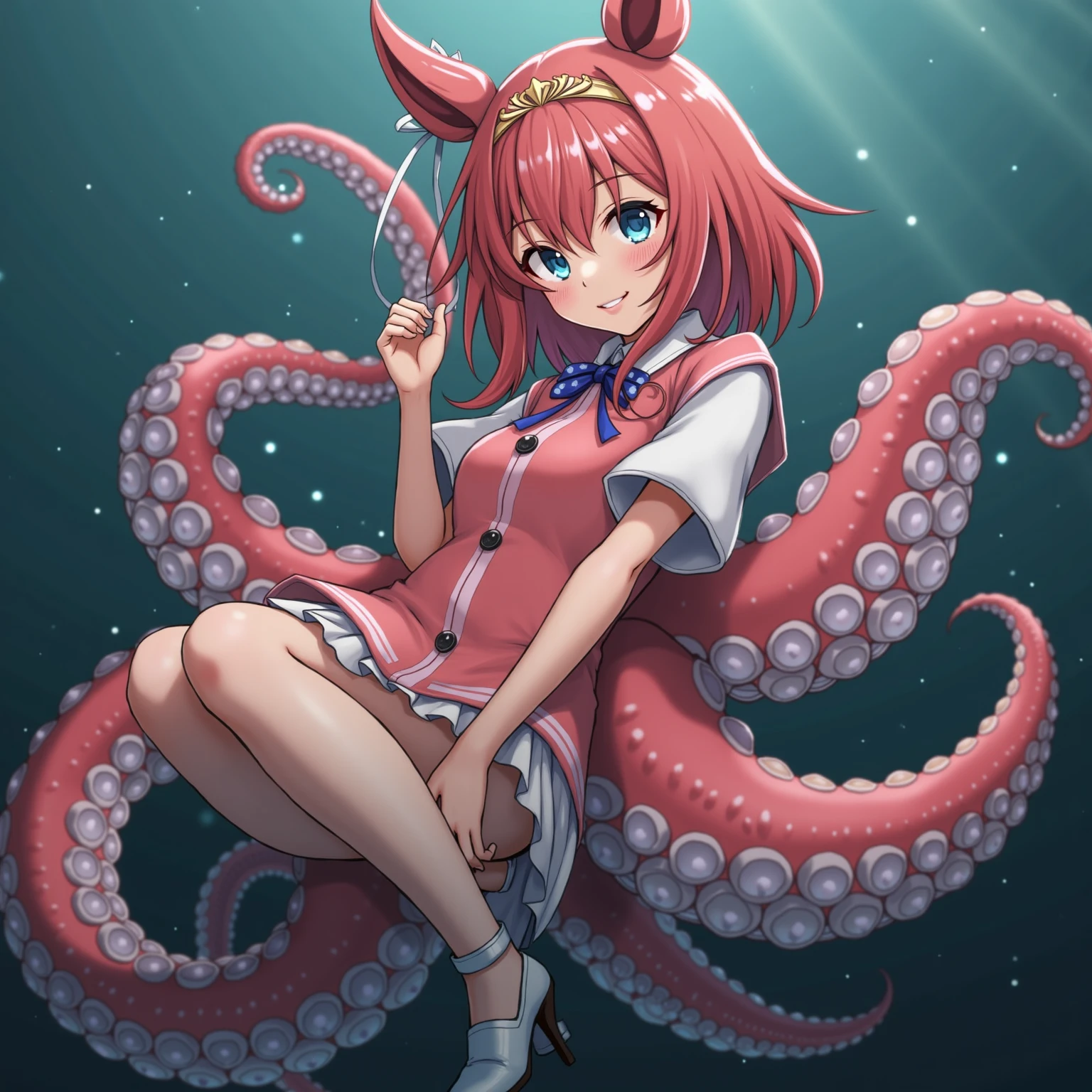 Score 9, Score 8 up, Score 7 up, The evaluation is questionable,
Detailed Background, Shiny skin,
Cure Marine,
Painful expression,Tentacle torture(Wrap around the body)