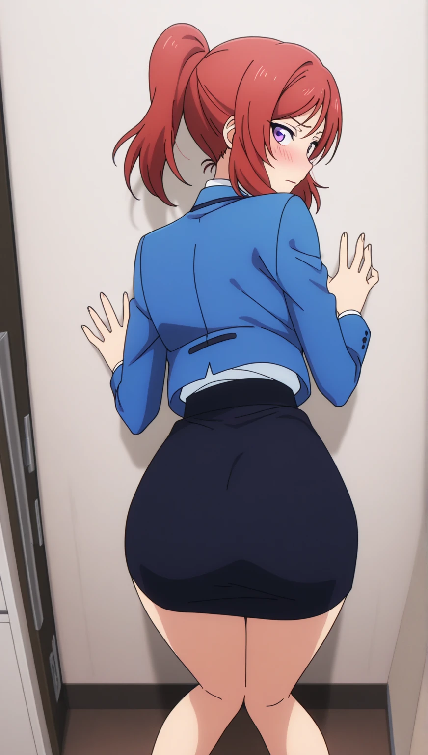 One Woman、Maki Nishikino、Low - Angle、黒panties、panties丸見え、Beautiful woman、Very thick thighs、Acme Face、Best image quality、High resolution、masterpiece、super high quality、Thick pubic hair、Screaming orgasm face、panties、Very big ass、Very large breasts 、Blushing、4K quality、Blushing、Sweaty all over、Heavy breathing、Steam around the buttocks、Cowboy Shot、Cowboy Shot、{Highest quality}, {so beautiful}, {Very detailed}, {Best illustrations}, Usage notes,
