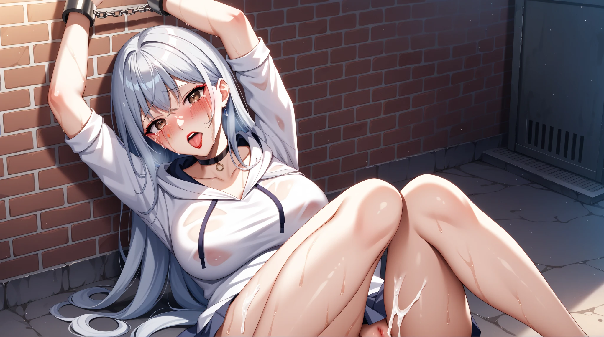 NSFW,Hololive,Shirakami Fubuki,Gray Hair,Fox ears,White blouse、(abdomen:1.2)、Removable sleeves、Black shorts、Blue neckerchief、Thigh straps、Single Thigh High、Gray Hair、One side braid,Open clothes,(Perfect hands),(Perfect Anatomy),(masterpiece),(highest quality),Embarrassed,blush,(orgasm:1.5),(Ecstasy face:1.8),(Sweat:1.5),Open your mouth、Sticking out tongue,(Leg spread:1.5),Lift your butt,Trembling,(Delighted:1.5),(One man:1.5),(Deep Kiss:1.5),Love Hotel,Luxury Room,(Naughty posture:1.5),(peace sign:1.5),(Tattoo:1.5)