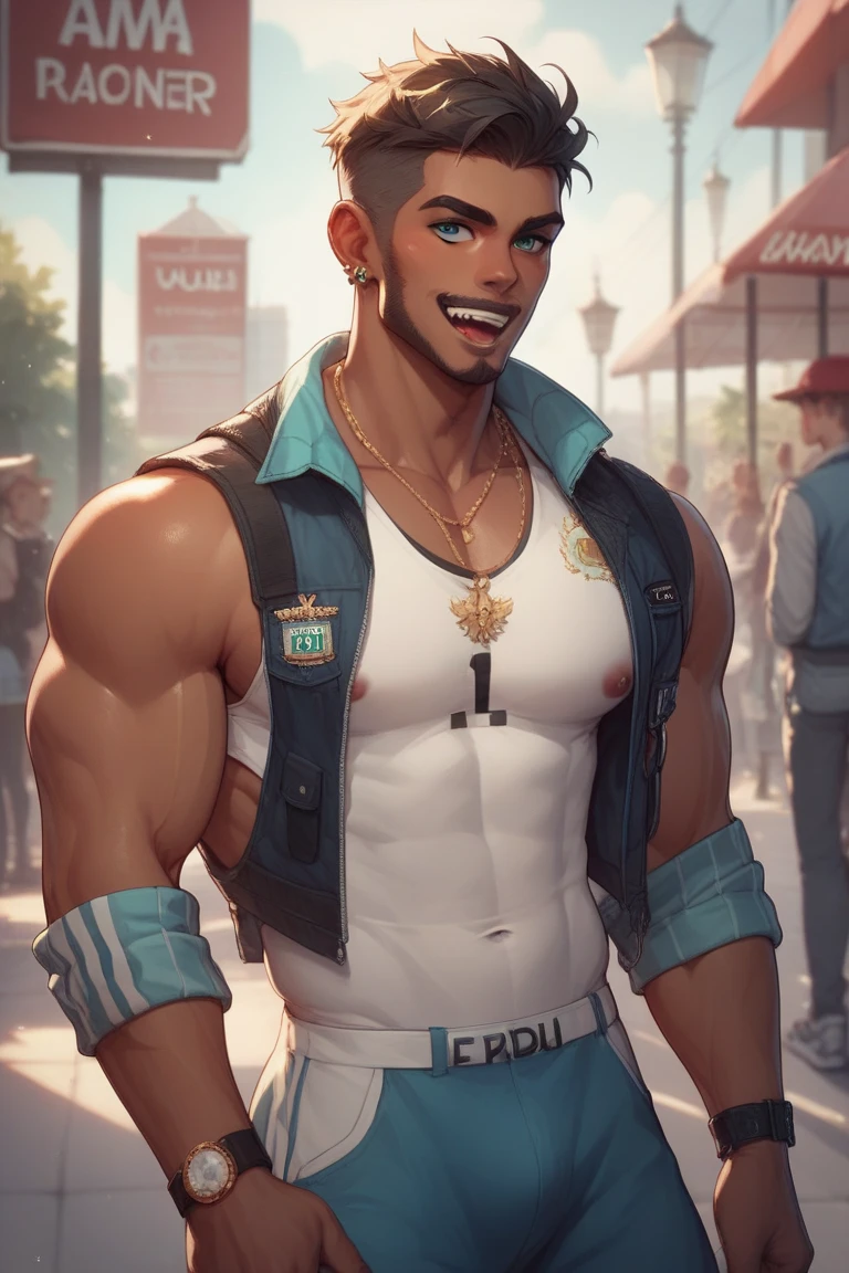 Create a VTuber themed with a condor and brown skin to be a man: the first image with the mouth closed and the second open