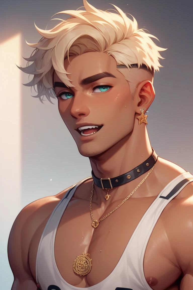 Create a VTuber themed with a condor and brown skin to be a man: the first image with the mouth closed and the second open