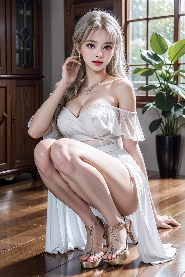 ((Girl sitting on the beach))、Best quality work,actual work,Ultra Premium Graphics,8K HD CG Works,High quality graphics,High-definition CG works,10x pixels,Extremely fine detail:1.1,Advanced Technical Details:1.1 Photorealistic,Indoor lighting effects:1.5,Natural light:1.5. Light effects(virtual Light effects:1.8),Long silver hair((close your eyes)), Thin eyebrows,High nose, Nice red lips, Rose Cheeks, Modest makeup face , Cute Face, Perfectly balanced face,Light-colored foundations enhance the clarity of your skin.、Adds elegance and sophistication、Swaying with her movements。Her hair is casually tied back,Fix with hosta,A few strands of hair are swaying gently in the wind,Add a little softness、Charmed everyone'Note、Grace、mystery、Full of power,(),Lift your head,Thick and long black hair,very elaborate body,Highly detailed face,highest quality、(P私NK Underwear),((Pink Bikini))、(smile),Thick and long black hair,very elaborate body,Highly detailed face,highest quality,(high school girl),((Sexy pose)),
