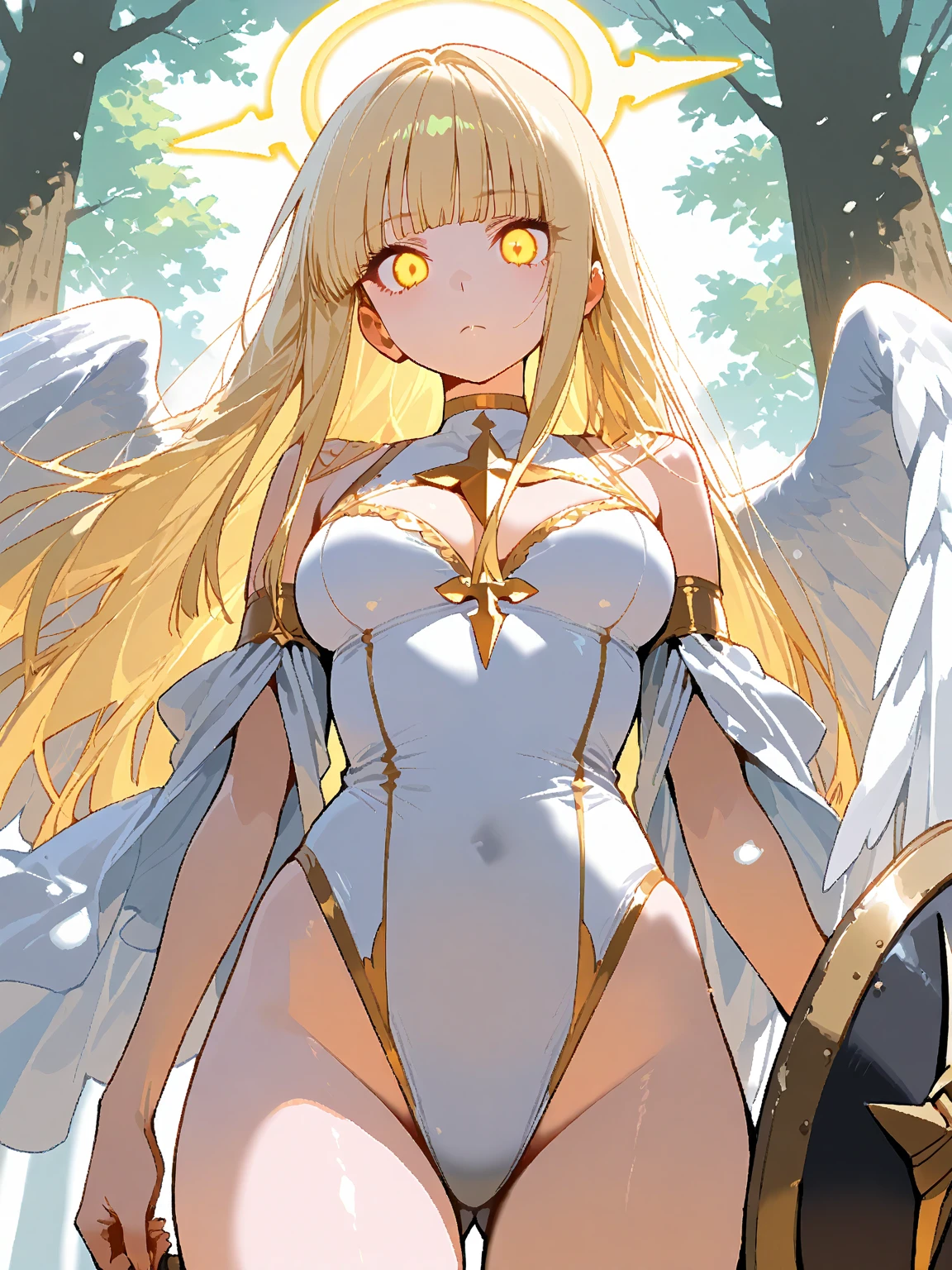 ((Highest quality、8K、masterpiece:1.3))、Very delicate and beautiful girl,Very white skin,Fiery red lips,The waist is very small,very thin thighs,,white and smooth skin,smooth, fair skin,Perfect Skin,Fair and glowing skin,Cold white skin,The camera focuses on the chest,Hair is white,Faded rays,Faded rays,It has huge white wings on its back.,Blurry white background,long white dress,Light blonde hair,Her hair is light blonde,Angel comes