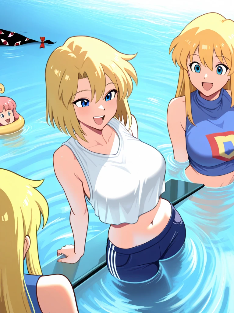 1girl, sexy 11yearold blonde slut is wearing a micro bikini and is standing next to a creepy old man who is taking photos of her ass with his phone. 1 old man in frame. old man fucking girl's ass.