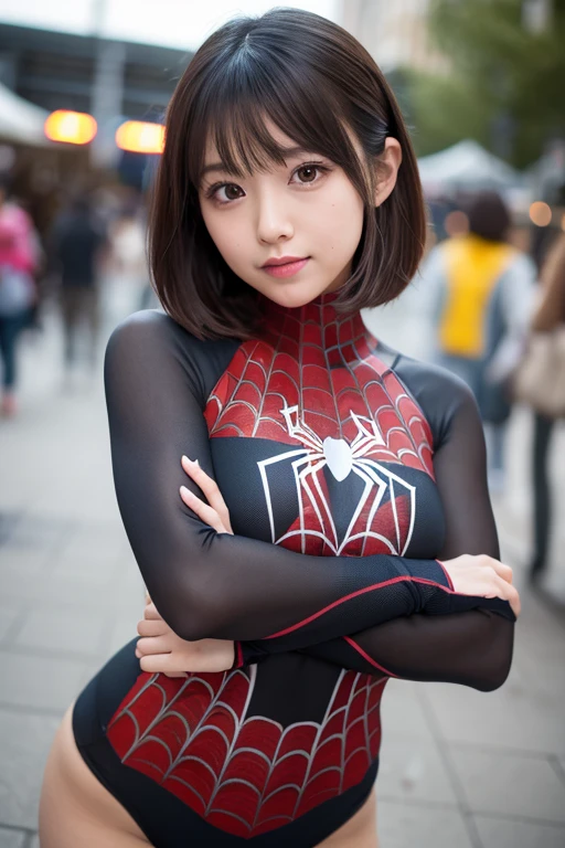 masterpiece, best quality, highres, (photorealistic:1.4), (depth of field:1.5), 1 girl, (detailed face), (upper_body:1.5), standing in the big city,
wavy hair, large breasts, looking at viewer, animification,
(aegyo sal:0.3), (ulzzang-6500:1), <lora:zhizhu:0.85>,