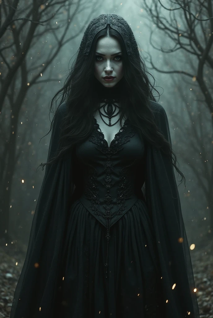 (Black Hair),Dragon Horn,Queen,Black robe,Scepter in hand,(Maleficent,迪士尼Villain),Pale skin,Villain,Dragon Girl,Accessories