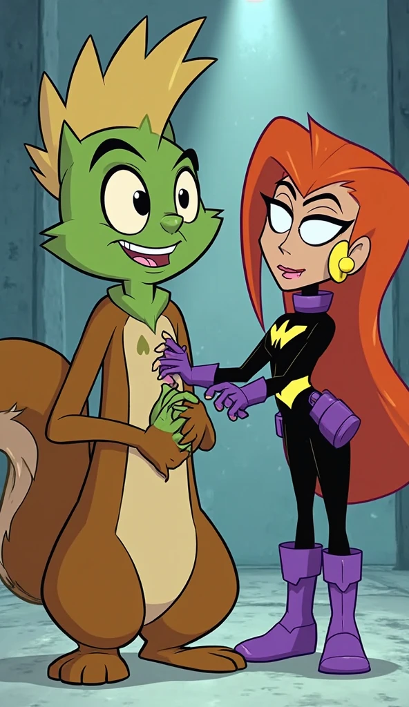 Adagio Dazzle, thin body, 1 man, arrogant, superior, proud, elegant, dignity, Refined, very wonderful, wonderful, cool, fancy, Beloved, exorbitant, amazing, very wonderful, thigh boots, one eyes closed, teeth, smile, short orange hair, magenta eyes, purple jacket, purple shirt, purple jeans, boots, red pendant 