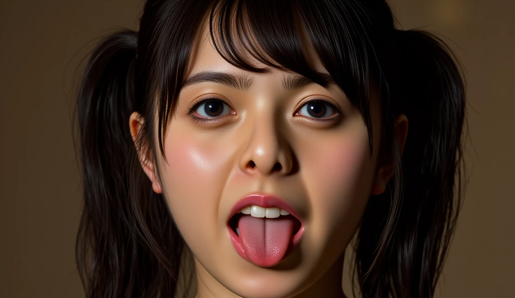 Tabletop,,Awards - Winning Photos, Very detailed, Face close-up、Keep your eyes focused, Nose and mouth,Face Focus, Woman with open mouth and closed eyes, Face Focusの接写、Random age between 18 and 35,Black-haired、Realistic nostrils、Angle from below:2.0、Sweaty skin、Skin shiny with sweatを強調する照明、Skin shiny with sweat、Shiny skin、Big eyes、double eyelid、(My tongue is wet and shiny) ((Wet tongue)) ((Berokisu)),In front of the bookshelves in the library,Expressions of strong ecstasy:2.0、Strong orgasm facial expression:2.0