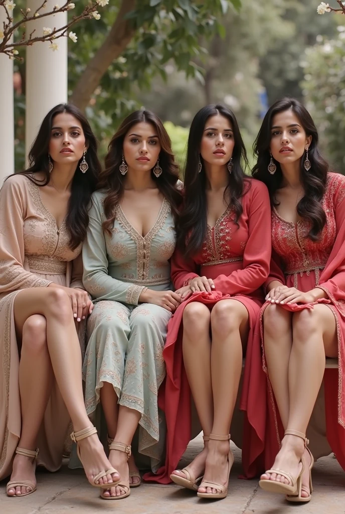 off shoulder, (3 womans) , deep cleavage, wild dirty hair, wrapped in dirty rags