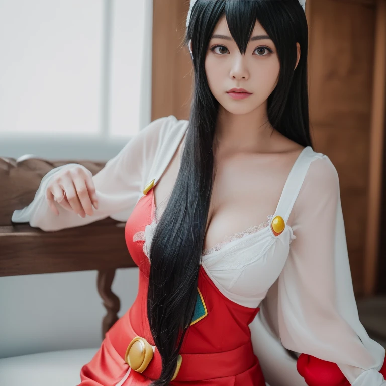 Create an ultra-cute and enchanting depiction of a female Shuten-Doji, the infamous demon leader from Japanese folklore, transformed into an irresistibly adorable moe character. **Overall Appearance**: - **Height**: She stands at an average height for a young woman, around 160 cm, with a  yet well-proportioned body. Her figure is slender yet curvy, exuding a blend of youthful charm and grace. **Facial Features**: - **Skin**: Her skin is a soft, pastel pink, adding a cute and endearing touch to her demonic nature. - **Eyes**: Her eyes are large and sparkling, with a captivating red hue. They are framed by long, fluttery eyelashes that enhance her innocent and enchanting gaze. - **Horns**: She has small, adorable horns protruding from her forehead, more cute than menacing. - **Mouth**: Her mouth features small, cute fangs, adding to her mischievous charm. - **Hair**: Her hair is long, silky, and pastel pink, flowing down to her waist with soft, wavy locks. It is often adorned with small, glowing star-shaped accessories. **Attire**: - **Clothing**: She wears a modern, moe-style outfit that blends traditional elements with cute fashion. A short, frilly kimono in pastel colors with floral patterns, paired with a pleated skirt and knee-high socks
