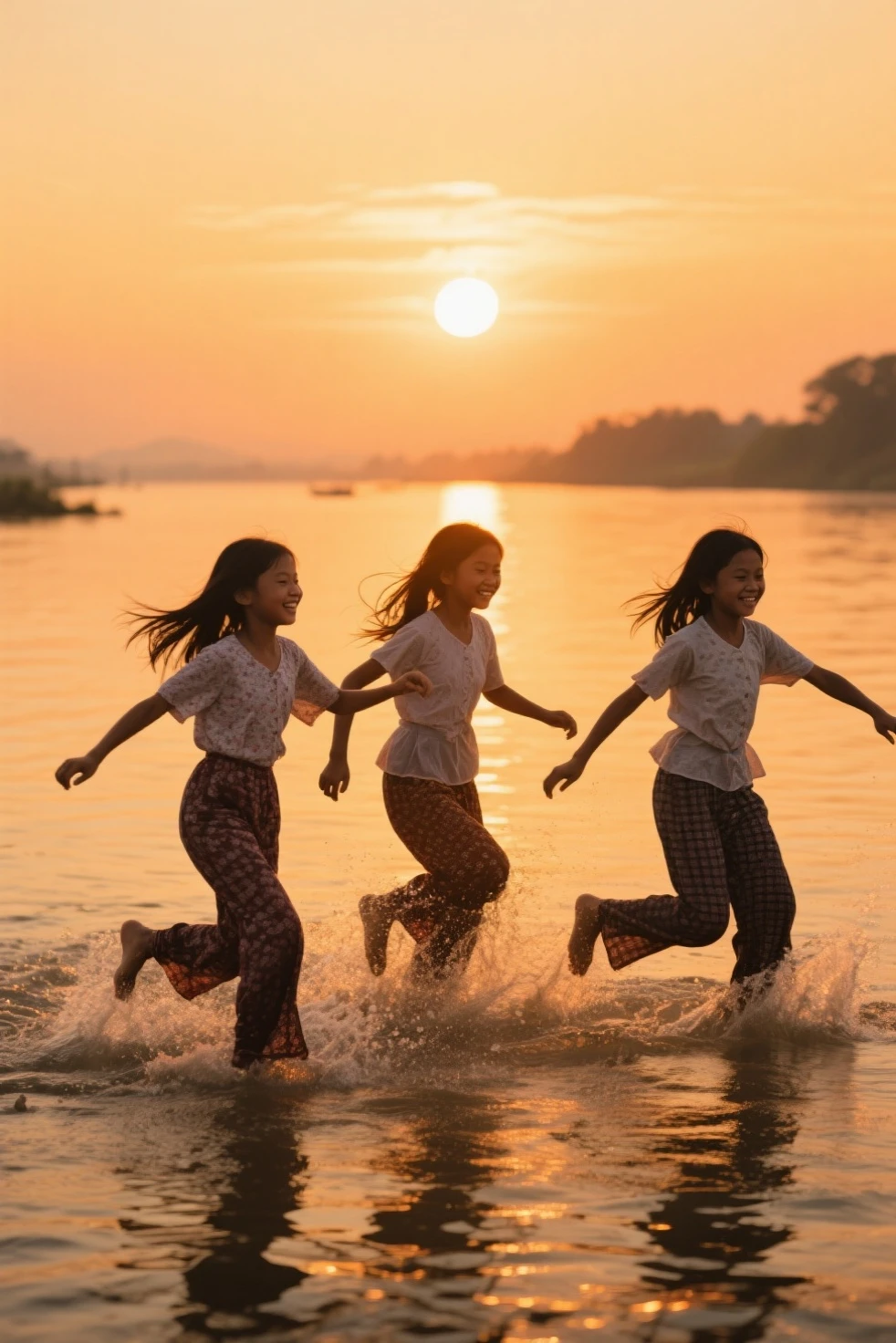 Anak Anak (Children) in Traditional Indonesian Clothing, Sprinting Away from Reality (iu: 0.8),
Best quality, high resolution, Masterpiece: 1.3,
Anak Anak (Children), in Traditional Indonesian Attire, Masterpiece, Sprinting Away from Reality,
Soft expression, Realistic,
Two children, charming smiles, detailed clothing,
Traditional Indonesian Garments, vibrant colors, intricate patterns,
Lively children, animated poses, playful energy,
Scattered sun rays, golden reflections, jungle backdrop,
3D Octane rendering, ray tracing, super detailing