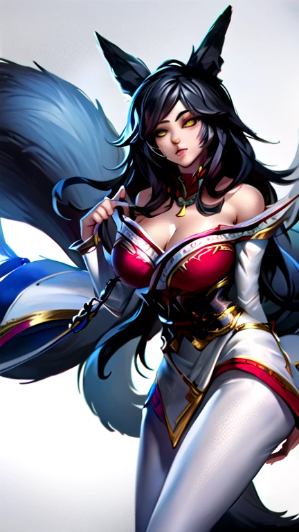 league of legends, ashe, bow, micro bikini, huge breasts, black hair, blue eyes, wide hips, thick thighs, muscles, abs
