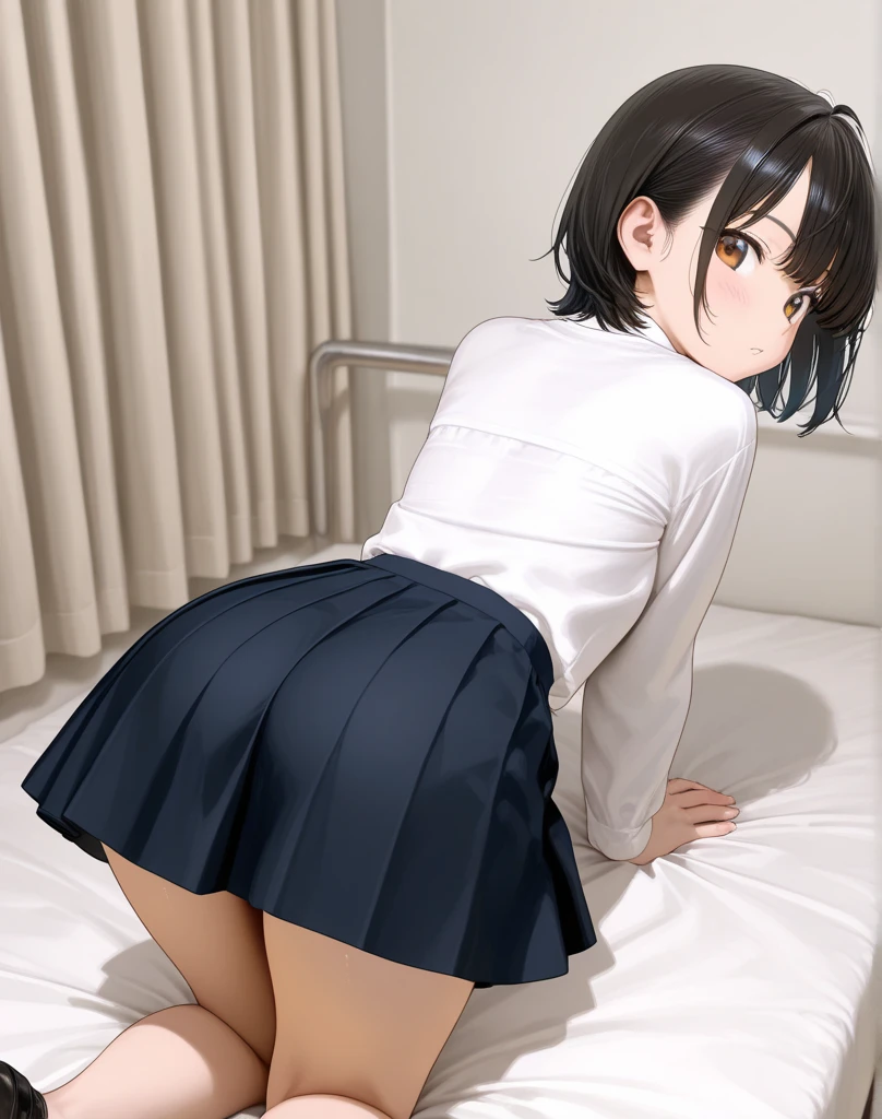 Very beautiful、1 girl、Small breasts、Big Mouth、high school girl、Small breasts、Short hair with a sense of transparency、hot pants、Childish clothes、最high quality, High resolution, Very detailed, Detailed Background, Perfect lighting、masterpiece、Best image quality、最high quality、girl , (cryin) , independent , Looking into the camera, masterpiece, Anime art style, Cute Characters, Most detailed, high quality、((cry)))、(missionary, 1boy, penis, lying, vaginale, ass pov, spread legs, Sex, nsfw)、nose blush、steam、Shiny Hair、Very fine and beautiful bright eyes、Very detailed, clear and beautiful face, Awards, Anatomically correct、((missionary position,man on top, spread legs))、((Scared))