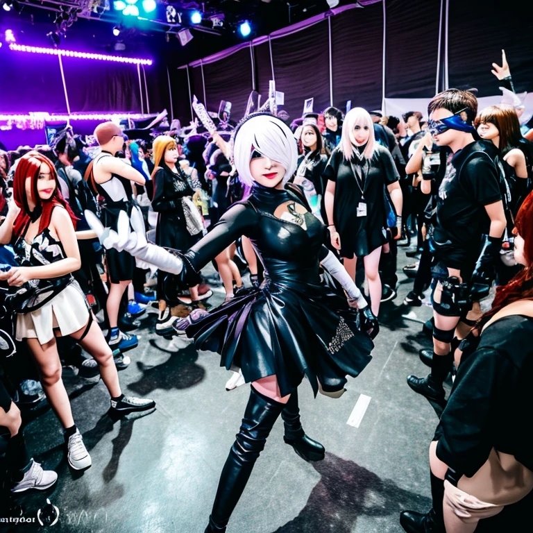 Standing a girl in a sexy chestless cheerleading suit,Wearing glasses and a mask and crying,Looks sad --auto