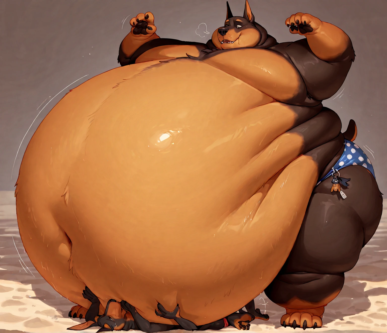 an incredibly seductive, morbidly obese woman who has turned into an inflatable pool toy. Her massive belly, breasts, butt, and thighs become impossibly swollen and overinflated