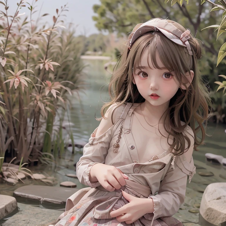 (8K, Raw photo, Best Quality, masutepiece: 1.2), (Realistic, Realistic: 1.37) There are many pink shells on the beach, there is water, pearlescent, pearls and shells, soft spills, pearling, pink jellyfish everywhere, soft 3D rendering, ethereal bubbles, bubble landscape, Iray shader, pastel pink, pink reflections, pearl sky, shells, paradise pink, Pastel colors, pink pastels, 1 tiny tiny girl in the shells