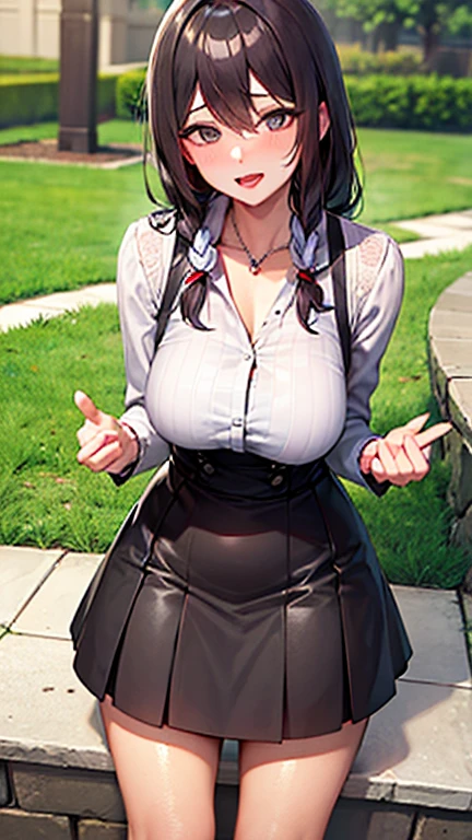 (Tabletop, Highest quality, High resolution, , Pixel Perfect, 4K,), 1 Girl, single, alone, Beautiful woman、I could see the whole body、Completely naked ((Wavy mid-length hair, bangs, Brown Hair)), ((Brown eyes, Beautiful eyelashes, Realistic eyes)), ((Detailed face, blush:1.2)), ((Smooth texture:0.75, Realistic texture:0.65, Realistic:1.1, Anime CG Style)), Medium Chest, Dynamic Angle, Perfect body, female teacher, Earrings、necklace、A naked policewoman with huge tied up with rope and a girl peeing Milking the breast milk of a woman with big nipples Huge super busty girl Erect nipples, big clit in wet pussy、Long pleated skirt、Black knee-high stockings、Pink lace panties、A shy smile, Excellent、Bring your arms together to emphasize your chest、