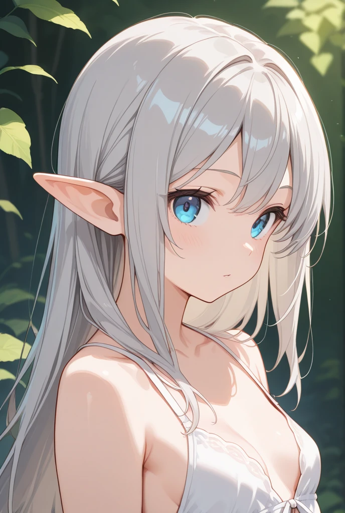 aafri, long hair, white hair naked figure