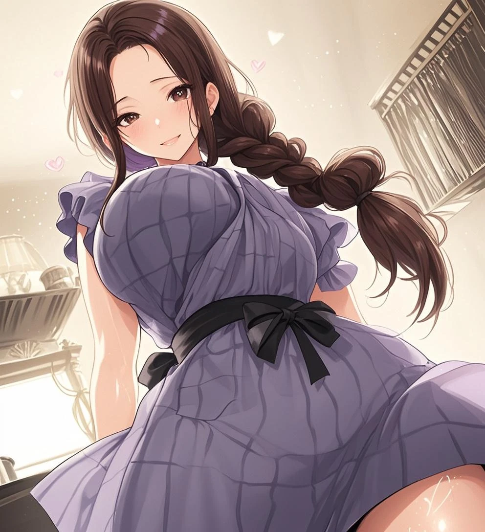 charm，Sexy，Married Woman，Side braids，black hair，blush，Shy，Lipstick，Wear earrings on one side，stockings，Large Breasts，cleavage，Cleavage，bedroom，It was dark all around，Sweat，Blue lace，Blue lace，Blue lace gloves，bite