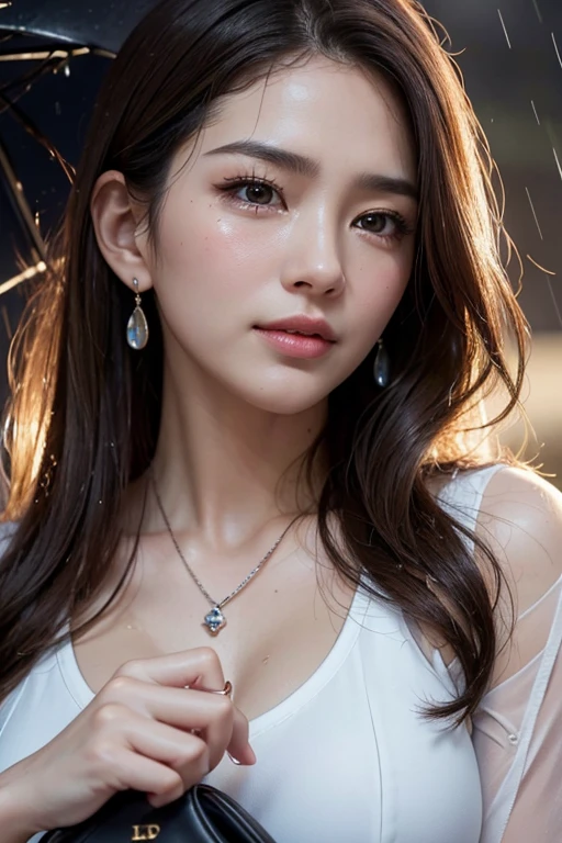 A girl holding a camera, 11 years old, mix4,(8k, RAW photo, best quality, masterpiece:1.2), (realistic, photo-realistic:1.37),1girl,cute,cityscape, night, rain, wet, professional lighting, photon mapping, radiosity, Physically-based rendering, gradient brunette hair, short curly hair, handsome, girly, white ball set, superb picture quality, high resolution, 1080p, (clear face), (detailed face description), (detailed hand description), (masterpiece), (exquisite CG), extreme light and shadow, messy hair, masterpiece, rich detail, (exquisite facial features), (highest image quality), (masterpiece), (detailed eyes), look forward to your eyes, delicate collarbone