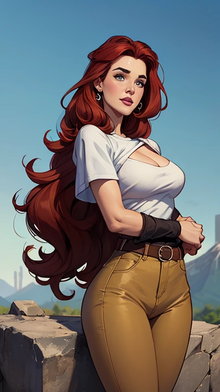 4K, June Scenario, Mulher bonita, Cabelo longo, cabelo castanho, medium breasts, olhos azuis, camisa branca, hot pants, neon red heart necklace, olhando para o espectador, noite, colorful hydrangea