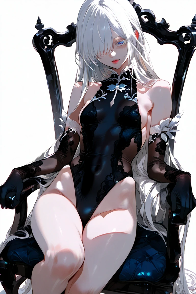 white  leotard、Chains on the collar、Cuffed、prison、red blush、Crying、individual、Wavy mouth、Colossal tits、Arms above the head、high socks、Turn your knees outward、 bend knee、is standing、Black pantyhose、small hips