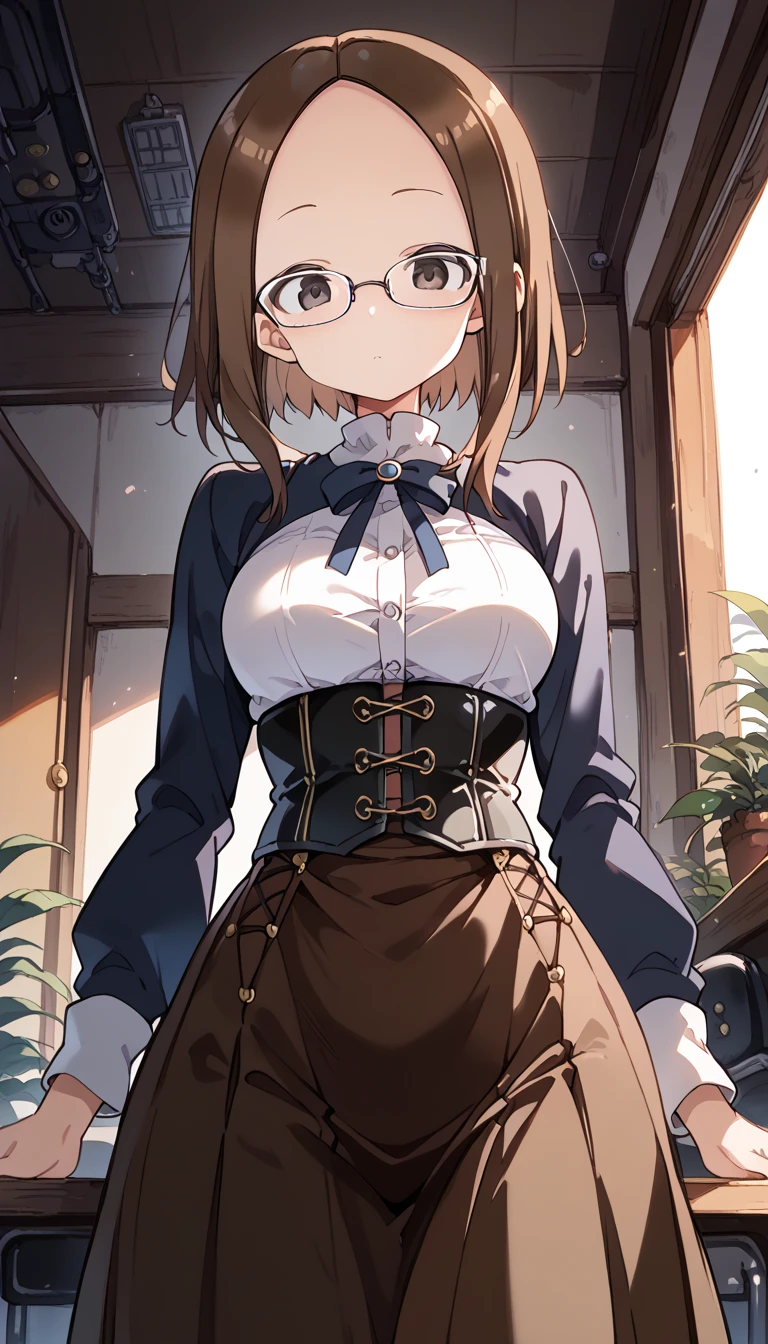 (((steampunk))),Ultra-realistic 8K CG, picture-perfectionな顔, perfection, clean, masterpiece, Professional artwork, Famous works of art, perfectionな顔, Beautiful Face, beautiful eye, ((perfectionな女性の体)),Big Breasts, alone,, ,skirt,,blush,Seductive look,Very detailed_eye,Thick thighs,((Gray Hair)),  Beautifully detailed backgrounds,Depth of written boundary,,BDSM,Skin dents,whole body,shirt,, pantyhose,