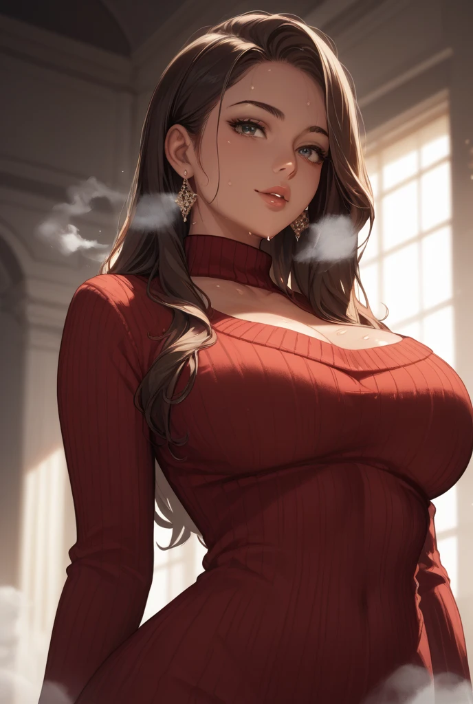 Masterpiece, A gorgeous mature female, masterpiece, best quality, (thicc woman:0.4), under boobs, crop top, underboob, miniskirt, accidental exposure, panties, skindentation