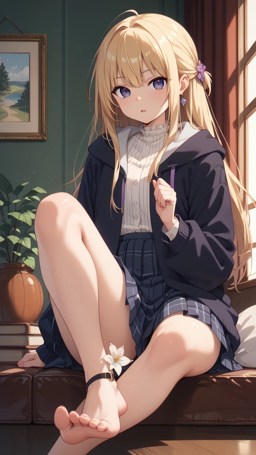 masterpiece,Ultra HD,score_4_onBREAK source_anime,可愛いanimeイラスト, masterpiece,high resolution,alone,mahirushiina,One girl,Blonde,Long Hair,,Show your underwear,Black Bra,black tights,School,classroom,nsfw,Sitting,Spread your legs,Masturbation,Seen by students,