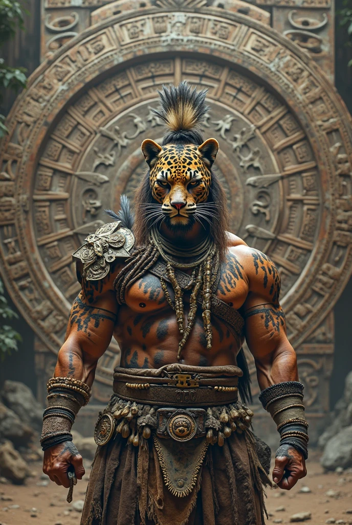 a firce Aztec jaguar Warrior