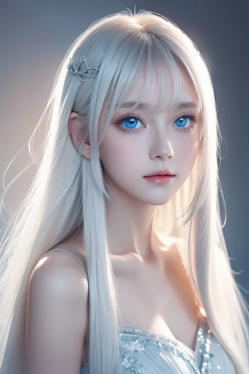 8k, (full body shot:1.2), beautiful white-haired 18 year old girl, (intricate, sheer, transparent, translucent,(no clothes:1.2)), intricate, beautifull face, elegant, highly detailed, digital hyperrealistic photography, hyperrealistic photography filigree, shyness, most beautyfull face, (masterpiece, sidelighting, (finely detailed beautifull blue eyes: 1.2)),