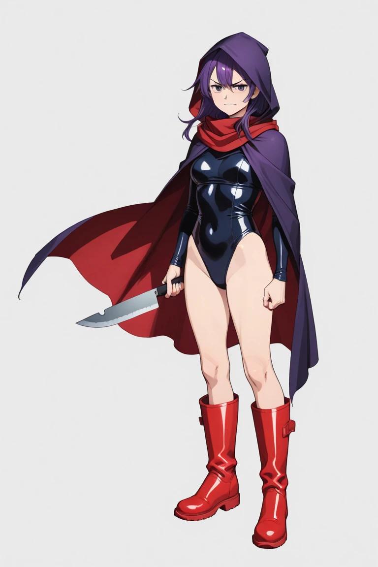 ultra-detailed, Explicit, Beautiful body, Beautiful Nose, Beautiful character design, perfect eyes, perfect face, ultra highres, 4K, beautiful legs, perfect legs, Nice hands, Perfect hand, Masterpiece, Best Quality, Highly detailed, illustration, absurdres, street fighter, doll suit, shadaloo doll, dollsuit, expressionless, blank eyes, looking at viewer, red gloves, emotionless, black latex, corrution, mind control, female combatant, full body, hypnotized, unhappy trance, full body suit, ribbed bodysuit, both arms at side, obey, perfect female body, extremely glossy latex, hypnosis, hypnoLora, empty eyes, Mind control device, poses, submissive_pose, Slave, hat, necktie, stand up straight, standing, standing at attention, hat, necktie, belt, latex, ribbed bodysuit, thighhighs, garter belt, Fighting Stance, extending the right arm from the shoulder into the air with a straightened hand, nazi saluting, military, military saluting, salute, thigh boots, 1girl, Purple hair, blue eyes, medium hair, crown, tiara, Henrietta, The Familiar of Zero