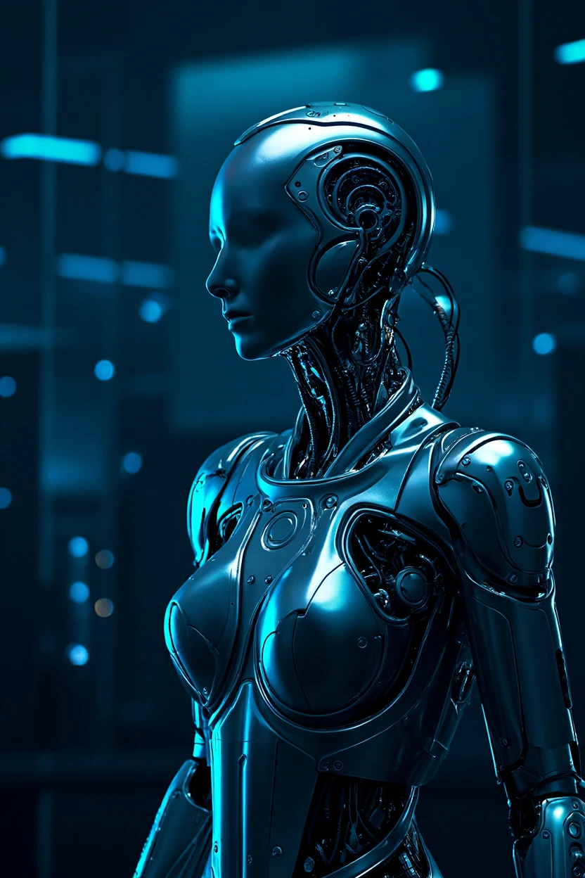 ((masterpiece))), (((best quality))), ((super detailed)), (highly detailed computer illustration), ((extremely delicate and beautiful)),(from the side),cinematic light, ((1 mechanical girl )), solo, whole body, (hard-surface titanium mechanical joints: 1.2), ((mechanical limblood blue blood vessels connected to fusion tube tubeechanical vertebra attached to the back), ((unstable mechanical cervical region attached to the black holed neck) ),( camera close),no expression,(wires and cables attached to the neck:1.2),(wires and cables on the infinite head:1.2)(character focus),((sci-fi)),extremely detailed, as detailed as possible, 1girl, (red short hair, no bangrown eyes, (((white lighting))), (white cables: 1.4), (((future))), ((cyborg)), futurism, (under sunlit, weak lights and shadows, tree canopy)