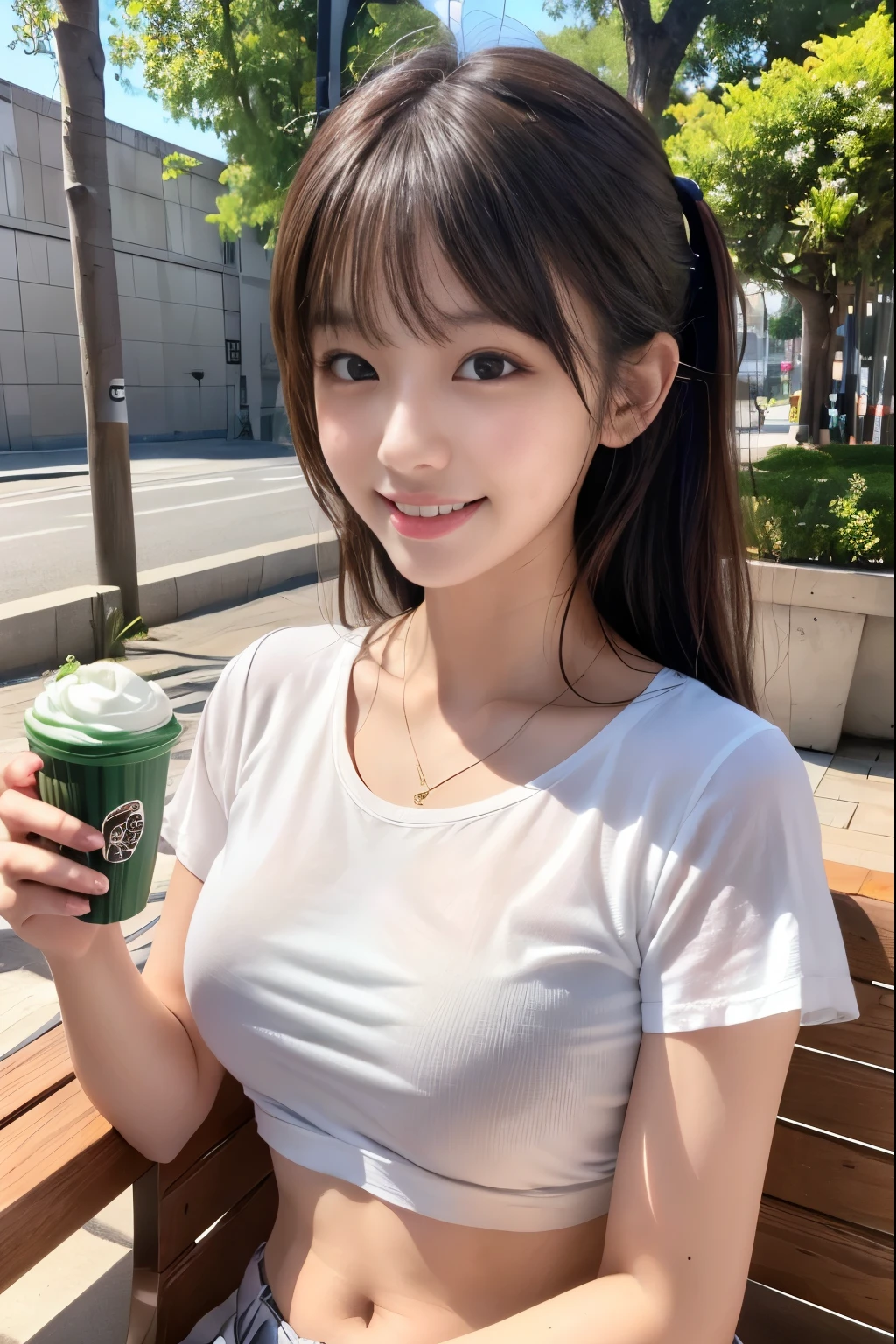 standing outside the gym, drinking juice, holding towel, complete exercise, tired and happy