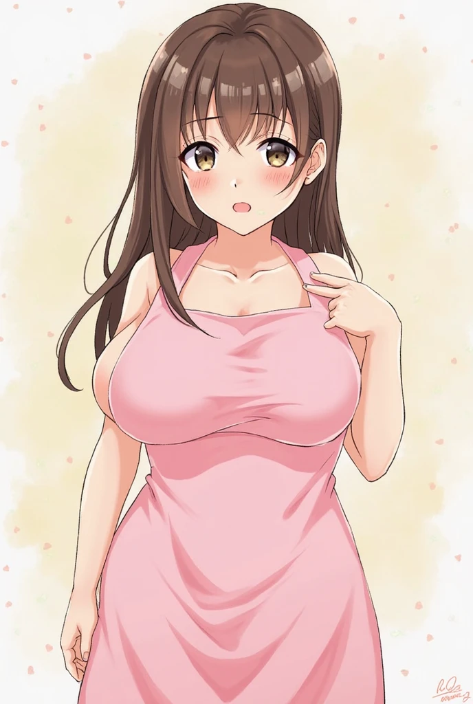best quality, zemimama, 1girl, solo, apron, apron on naked body, cowboy shot,