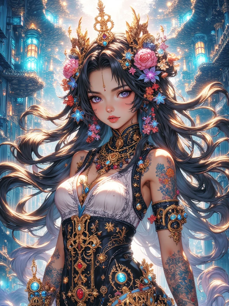 (masterpiece, top quality, best quality, official art, beautiful and aesthetic:1.2), (1girl), extreme detailed,(fractal art:1.3),colorful,highest detailed