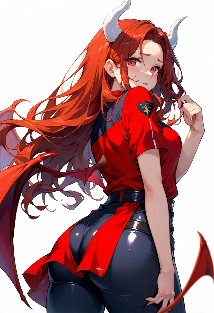 ((masterpiece,Best Quality)),8K Wallpaper,1 girl, big breasts, big ass, by the wide, Red hair, Alone, mini vestido tight, tight, Red eyes, looking at the viewer, long sleeves, standing, building, transparent dress, gloves, hair ornament, black jacket, smile, by the floating, dutch angle, Closed mouth, looking away, outdoor