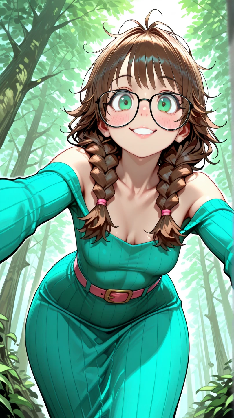 [ochako uraraka], [Boku no hero academia], ((masterpiece)), ((HD)), ((high quality)), ((solo portrait)), ((front view)), ((full body)), ((anime)), ((Kohei Horikoshi)), ((detailed shading)), ((cel shading)), ((intricate details)), ((cinematic lighting)), {ochako, (rosy cheeks), (cute round brown eyes), short brown hair, short eyelashes, large , (gorgeous hips), (beautiful legs), (excited smile), white teeth)}, {(pink tee shirt), (blue spandex yoga pants), (pink heels)}, {(sitting on picnic blanket), (looking at viewer)}, [Background; (grass), (blue sky), (sun rays)]