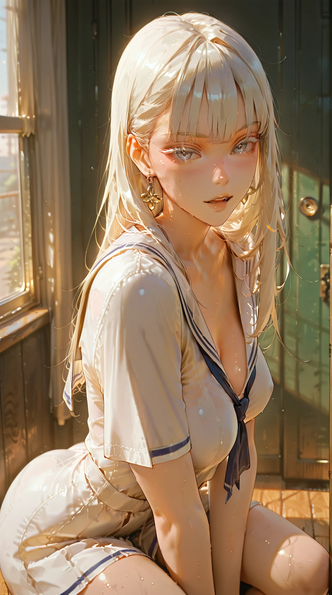 absurdres, (masterpiece, best quality), (ultra-detailed), extremely detailed, super high resolution, (Top Quality photorealistic Illustration), (Super Definition), (best quality,masterpiece:1.0),(cute illustration:1.3), (high Saturation:1.2), highres, ultra-detailed, 32k,8k resolution, intricate details, cinematic scene, detailed background, detailed background,(masutepiece:1.2), (Best Quality:1.2), hyper detailed illustration, beautiful artwork，(Extreme detail CG Unity)， (8K Wallpaper)、(exquisite lighting and shadow)、(highly dramatic picture)、(cinematic lens effects),strong light coming in， 
BREAK
(dynamic angle:1.6), (close to viewer:1.6),from below, depth background, in the Poolside, pool, splashing, blue sky, windy, rim light, sunlight, beautiful lighting, strong light, widely,
(girly standing:1.3), ((looking at viewer)), 
BREAK
 1 girl, (aaerika:1.8),cute girl, (round face:1.6), (baby face:1.6), (kawaii:1.6), (cute:1.6), ( face:1.6), (round eyes), (ultra-detailed brilliant big eyes), (large pupil), ((shiny skin)), ((pale skin)), (shy), (blush), smile, BREAK baby pink eyes, long hair, twintails, hair ribbon
BREAK
 (show off nipples:1.8), (exposing bare breasts:1.8), (exposed chest:1.8), (no bra:1.3),medium breasts, (small nipples:1.2), (small areolas:1.2),,(very extremely small panties:1.8),(pussy line:1.8), Big 