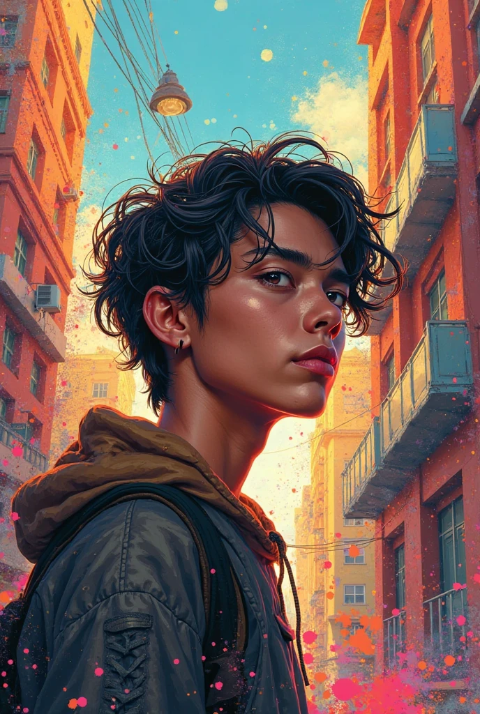 arafed man with cigarette in mouth standing in front of a city, sui ishida with black hair, handsome man, realistic, cyberpunk,