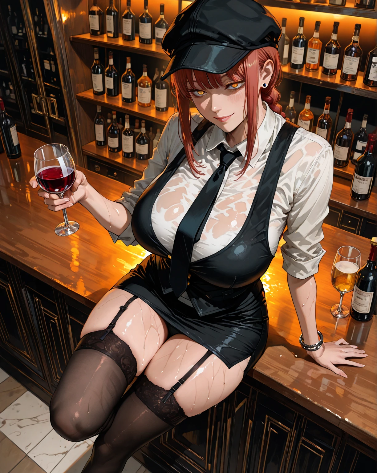 flawless,masterpiece,(male pov:1.2),pov hands, view from the bottom looking upwards
moody lighting,(unbelievably sexy takashirohiroko is drunk at work so her boss brings her to orgasm with his fingers :1.3),hetero, large breasts,(sleezy bar:1.4),1girl (takashirohiroko, red hair, round green earrings, black playboy bunny waitress uniform, black thigh highs, garters, cleavage), 1boy,(grabbing_from_behind:1.4),(fingering:1.9),(groping:1.5),full_shot,cowboy_shot,(clothed male:1.5),(open_stance:1.2),holding_bottle, nsfw