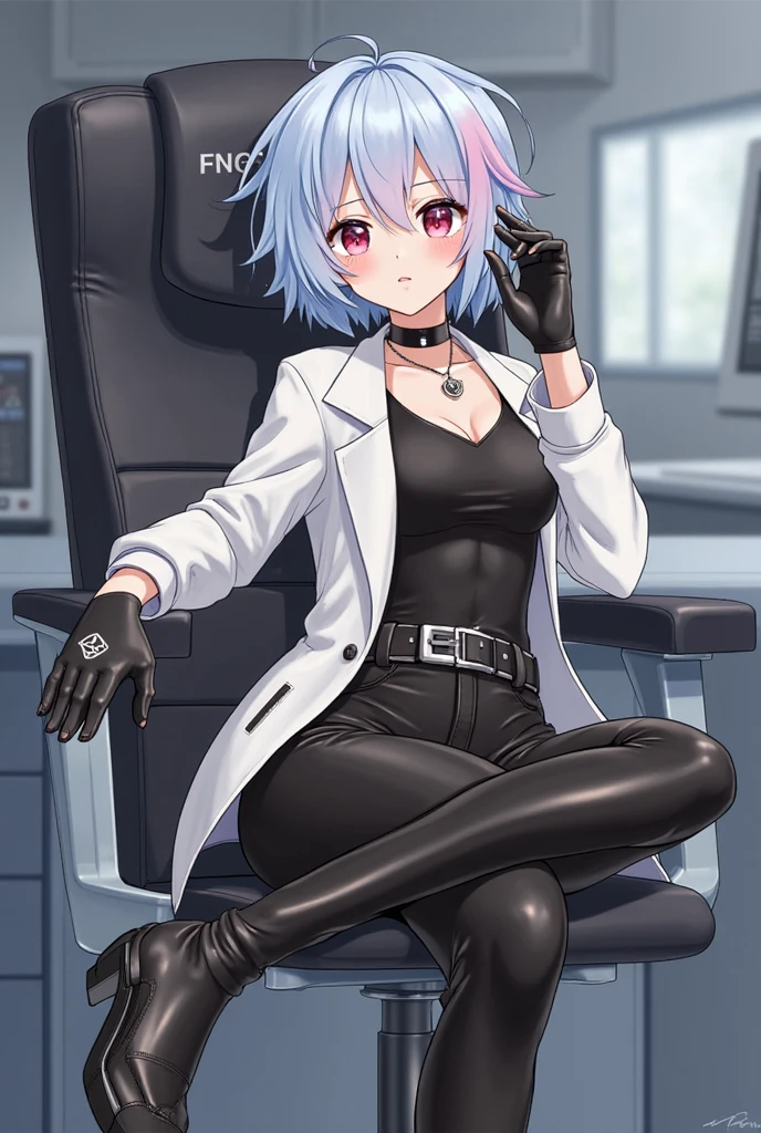 Solo, 1girl, short fluffy hair, (dark purple hair:1.3), blue eyes, bandages, science fiction, circle-glasses,  <lora:circle-glasses_v1.1:0.64>, JK,  <lora:JdotKdot:1>