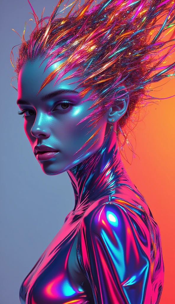 beautiful portrait of full body in style Eiko Ojala Tracie Grimwood,detailed face, wavy, dynamic, hyperdetailed, hyperrealistic, photorealistic, elegant, cel shading, intricate, cinematic, soft and mysterious style, hyper-detailed, octane render, symetrical, centered, neon ambiance, abstract black oil, gear mecha, detailed acrylic, grunge, intricate complexity, rendered in unreal engine,