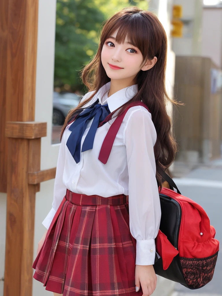 1 girl, young, (Japan high school uniform:1.4), Japan, small,slender, looking_at_viewer, neck_ribbon, cute, clear face skin, (best quality), (masterpiece:1.1)