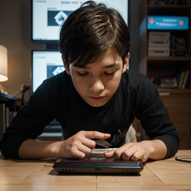 A boy who is playing games