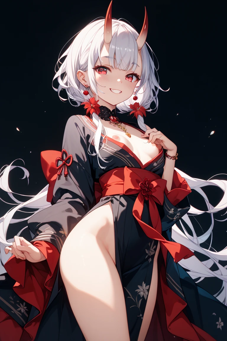 tmasterpiece, Best quality at best, It's a perfect face, Perfect brown eyes and white sclera, nahida, Alone, 1 Sister, , White hair, , , ssmile, Wide hips, immensity, ,Split end, ,Navel, dual horsetail, Sash, music sheets:safe