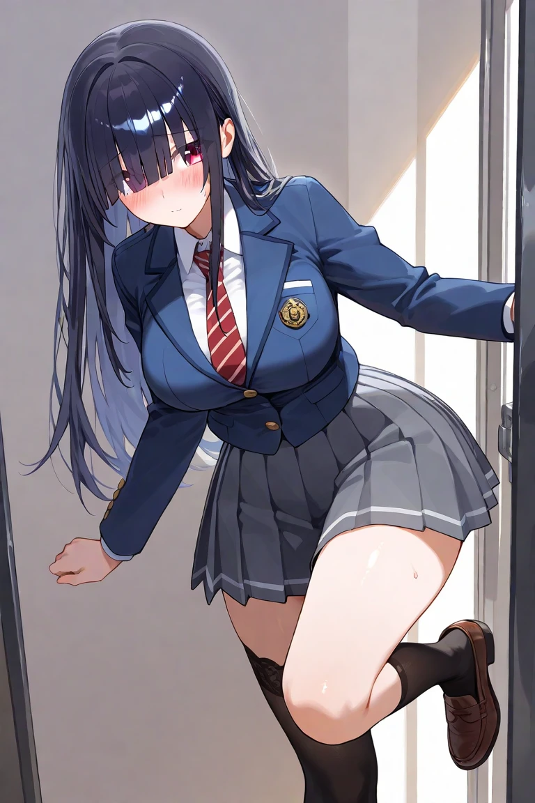 Junior high school girl sits on the podium, spreads her legs to show her genitals, sad, bukkake, semen, from multiple penises